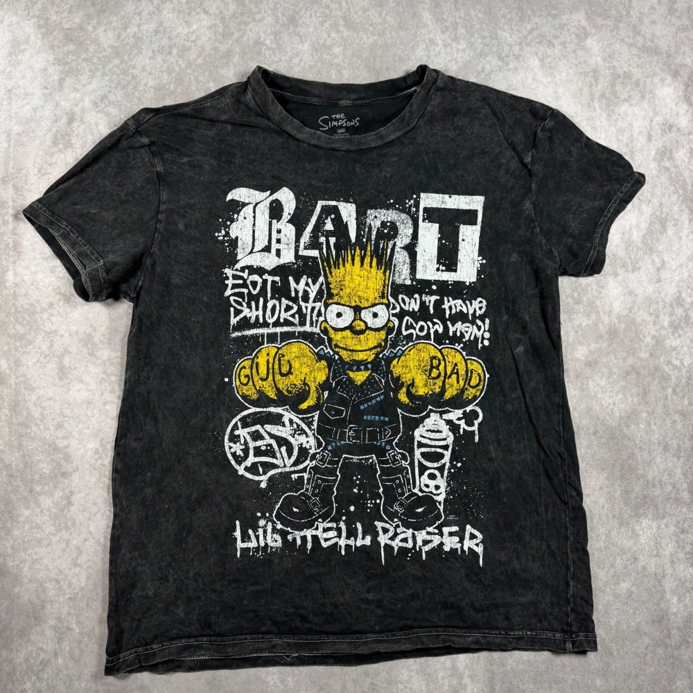 The Simpsons Bart Simpson Lil Hell Raiser Graphic Tee Black Mineral Wash Large